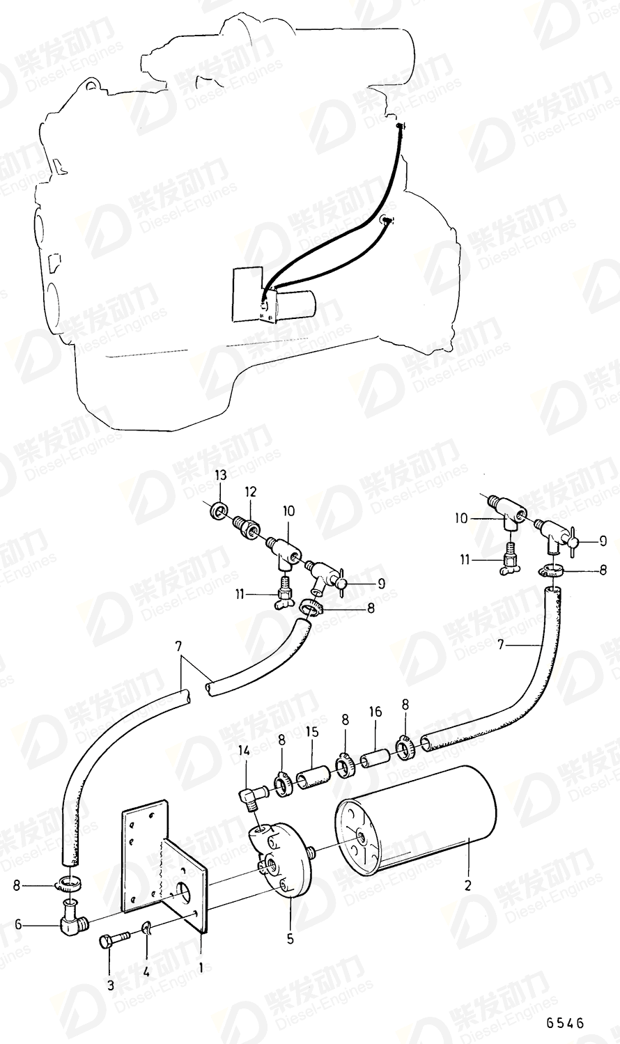 VOLVO Rubber hose 952969 Drawing